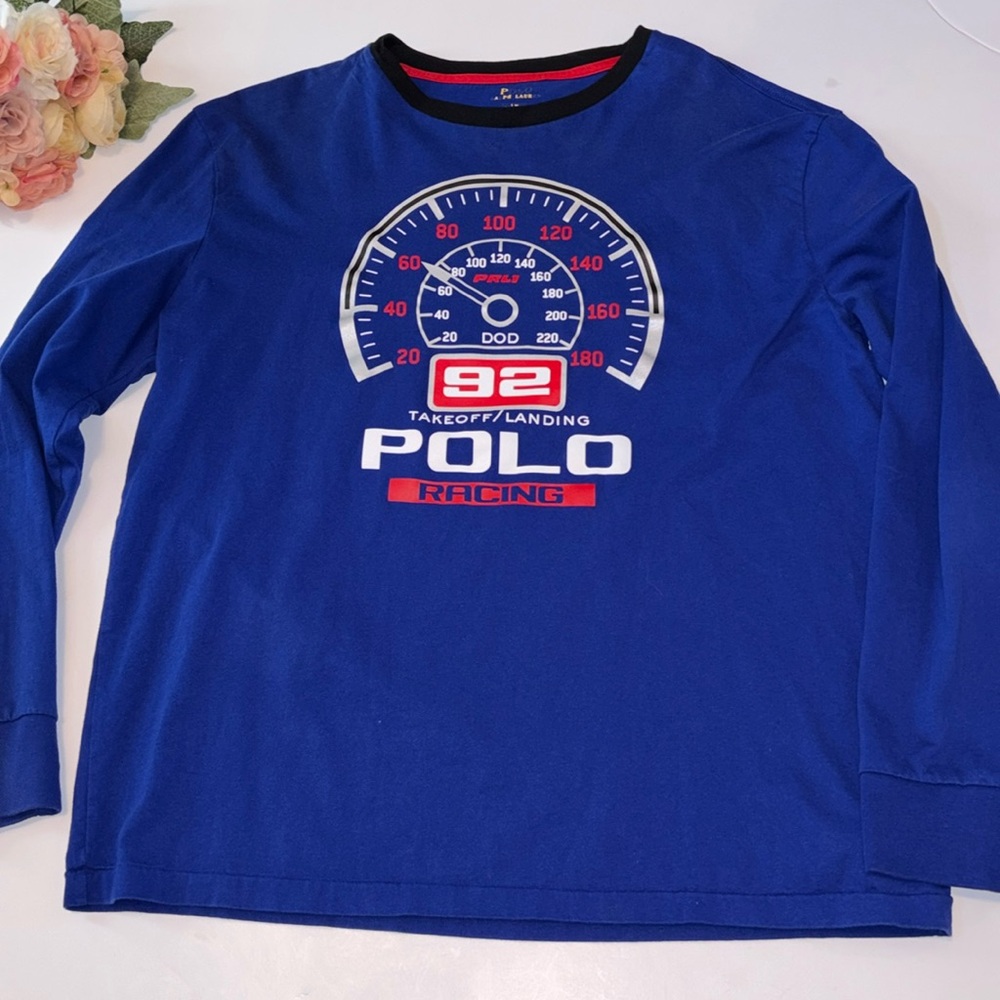 RARE Polo Ralph Lauren Mens Medium Large 92 Racing Gauge Long Sleeve T